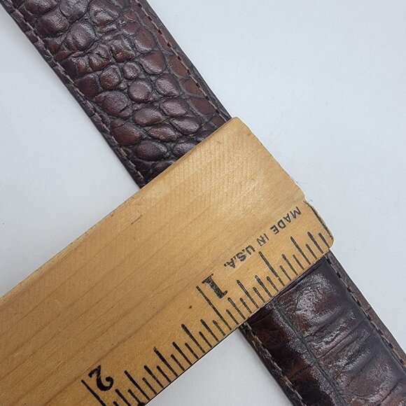 Womens BRIGHTON Belt BROWN LEATHER CROC‎ LOOK WITH SILVER Buckle Size 30 - Picture 8 of 9